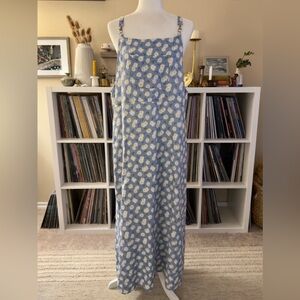 Vintage Size PL Carol Anderson Petites 100% Linen Floral Overall Maxi Dress